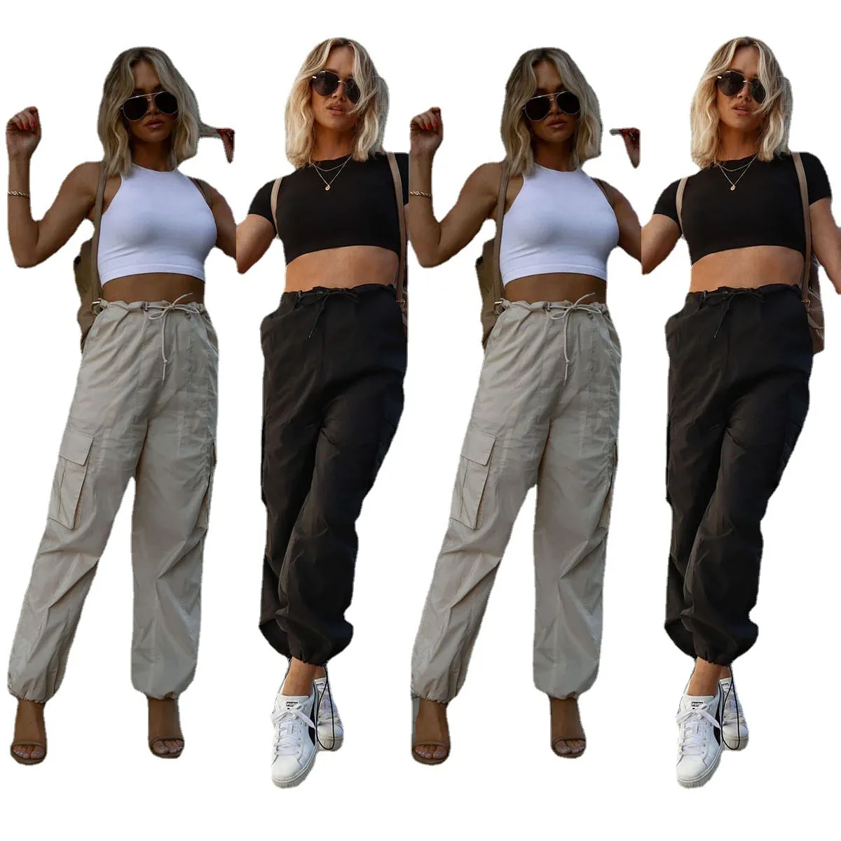 25 ans printemps/été cordon Tube droit pantalon de travail à la mode pour les femmes 3212