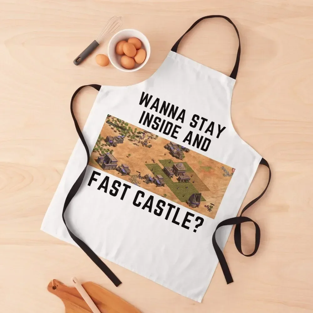 Wanna Stay Inside and Fast Castle 1 - Age of Empires Apron Kitchen Utensils House Things For Home And Kitchen Apron