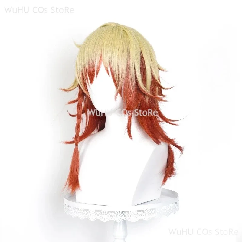 لعبة هونكاي ستار السكك الحديدية ميدي شعر مستعار تأثيري Mydeimos حفلة الهالوين النساء الرجال الفتيات لعب الأدوار الدعائم الشعر الأصفر الأحمر جديلة كرنفال