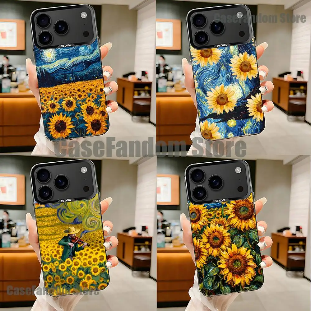 

Van Gogh Starry Sunflowers For iPhone 17,16,15,14,13,12,11,Pro,MAX,Plus Black Shockproof Candy Matte Cover
