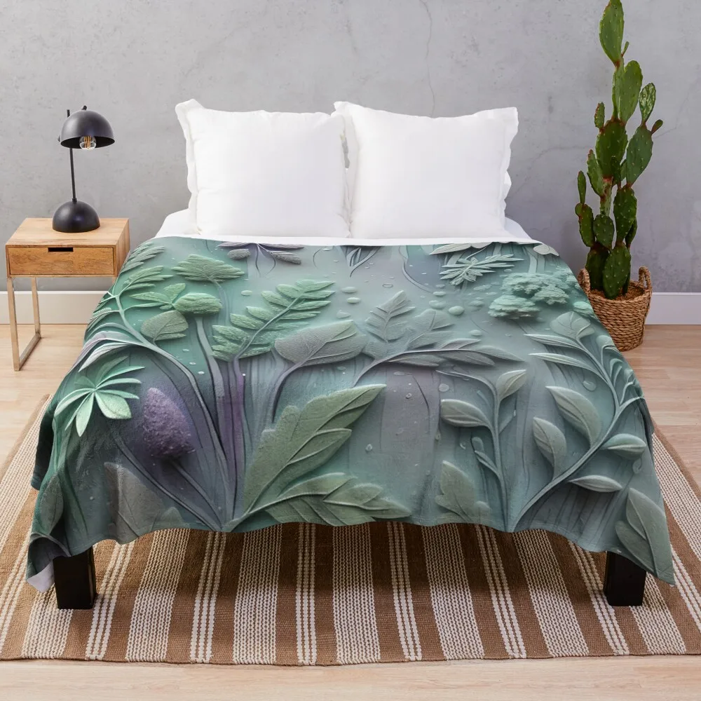 Realistic delicate 3D wild leaves - expressive botanical pattern. Throw Blanket Summer Beddings Hair Blankets