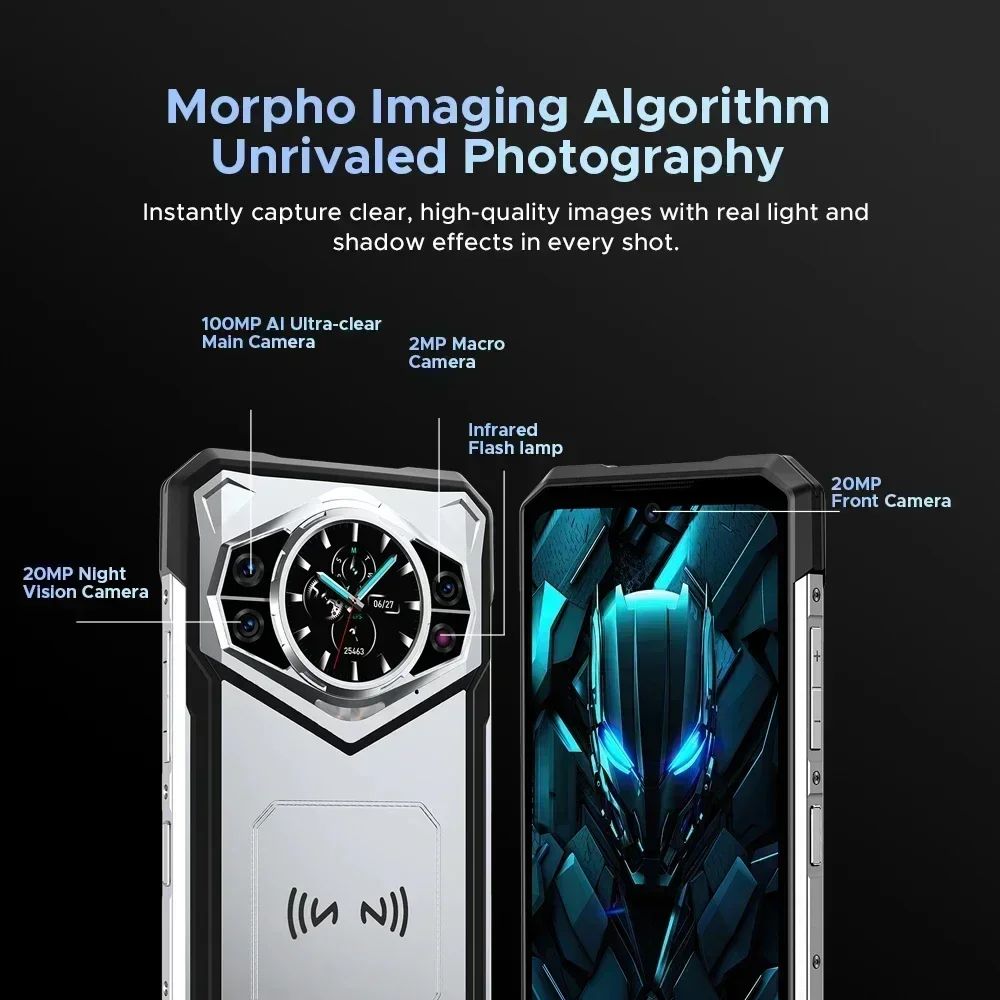 DOOGEE S200 5G Rugged Smartphone Octa Core 1.32" AMOLED Rear Display 12GB+256GB 100MP Camera 10100mAh 33W Android14 NFC Phone