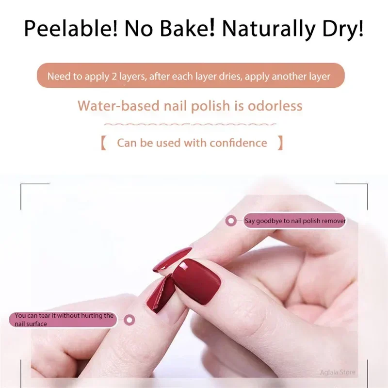 40 Colors No Bake Water-based Nail Polish Glitter Sequins Long-lasting Tearable Healthy Tearable Quick-drying Nude Nail Polish