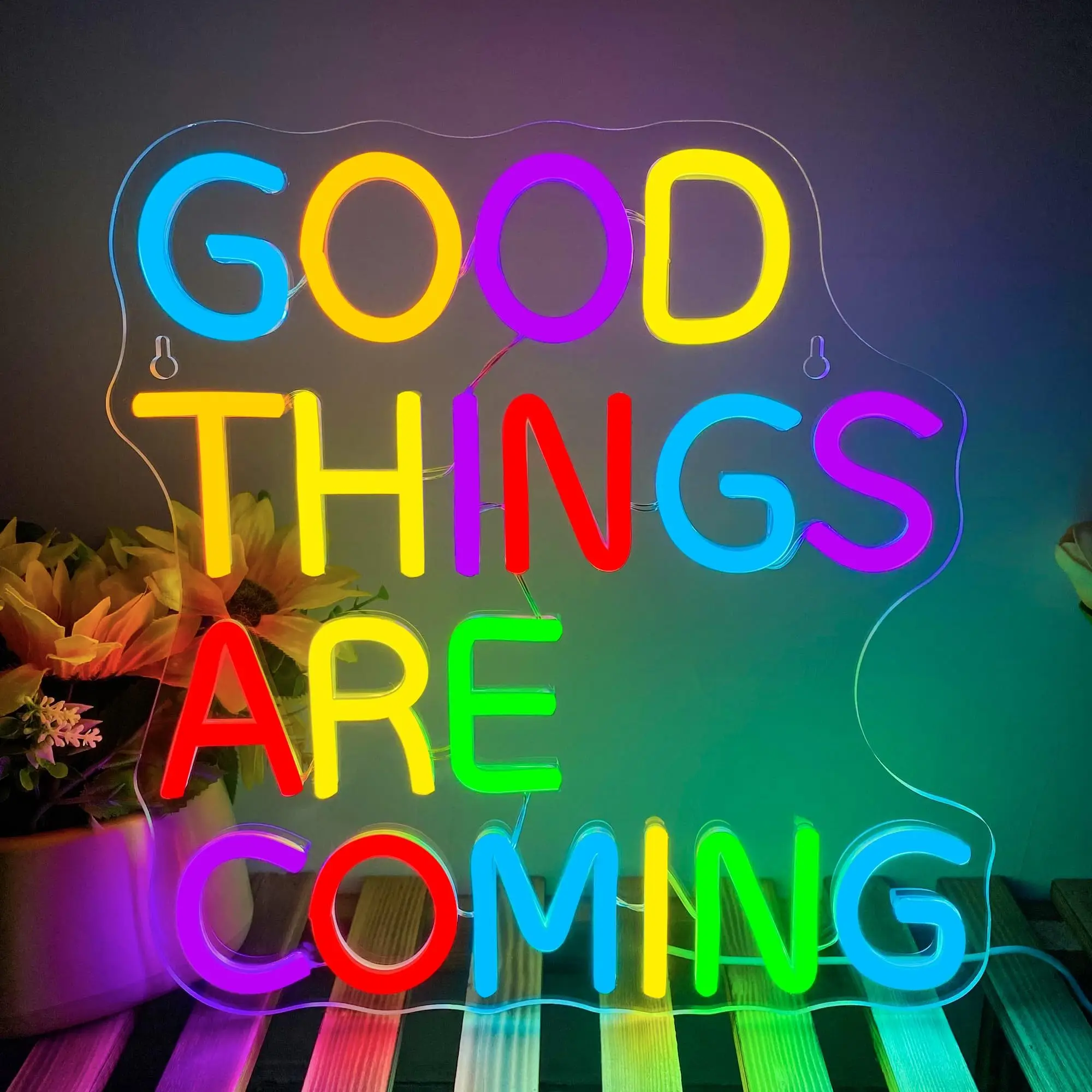 

Good Things Are Coming Neon, USB powered, with dimmer switch, suitable for home, office and positive spaces