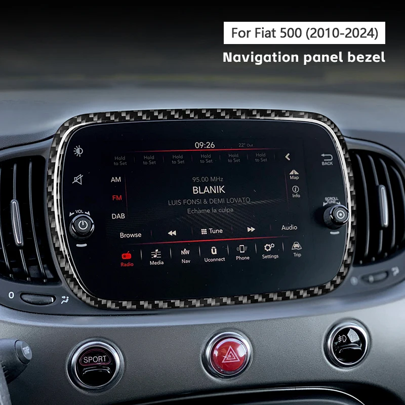 

For Fiat 500 Abarth 595 2010-2024 Car Accessories Carbon Fiber Car Center Control Navigation Decorative Frame Sticker Trim