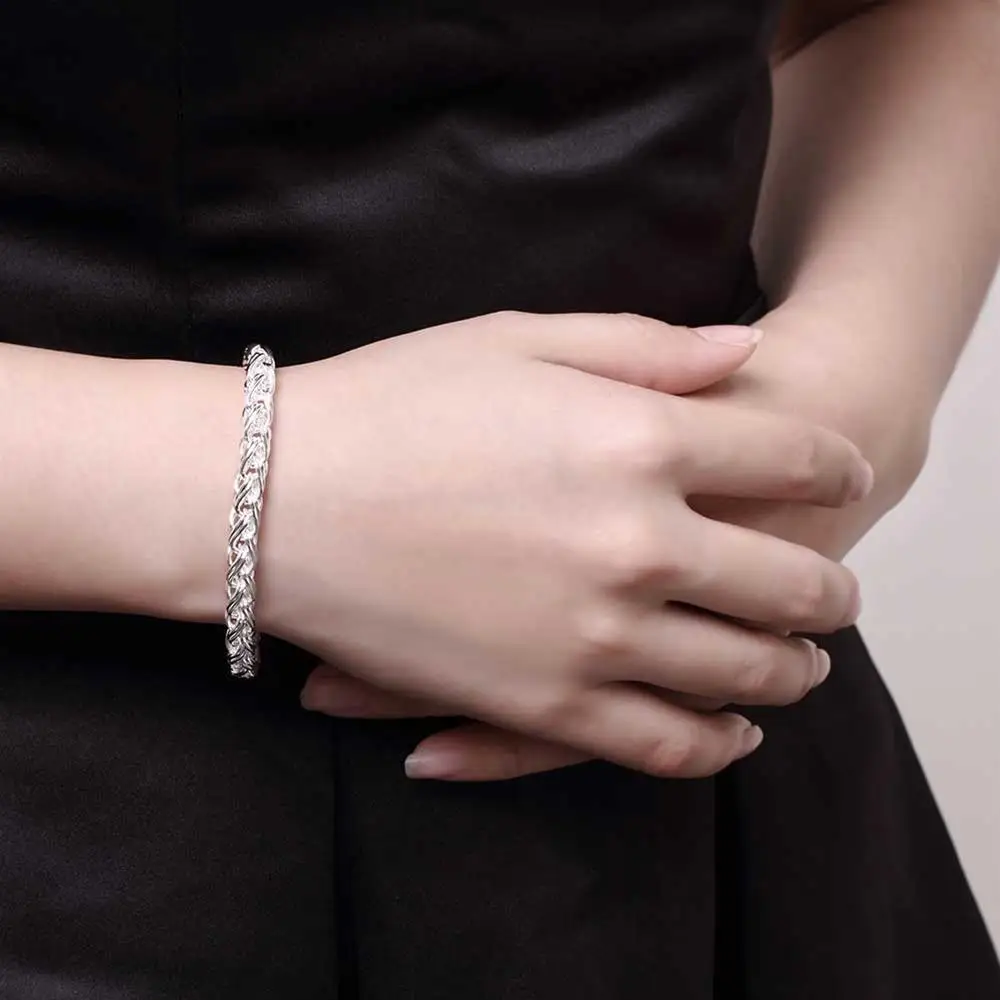 Hot Pretty twisting circle 925 Sterling silver Bracelet for woman Popular Wedding party Christmas Gifts fashion Jewelry