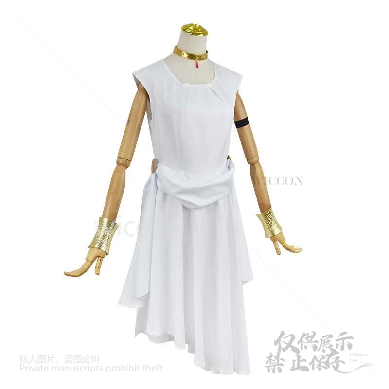 Anime Frieren: Beyond Journey's Cosplay End Costume Flamme White Dress Wigs Female Necklace Halloween Roleplay Party Customized
