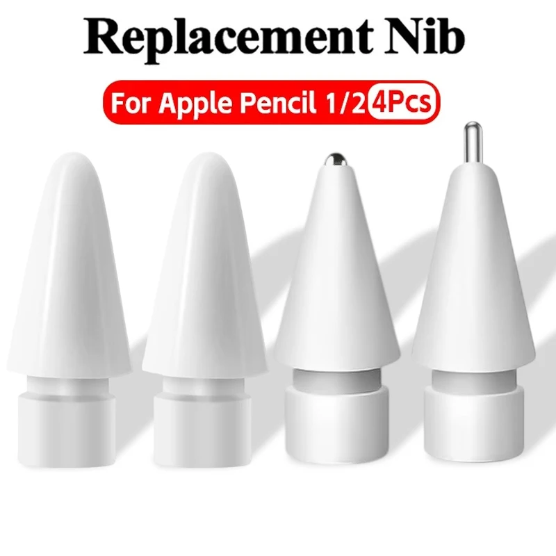 

4Pcs Pencil Tips Kit for Apple Pencil 1 2 Spare Nib Set Thin-Tip Wear-Resistant Replacement Stylus Pen Tips For iPencil 1 and 2