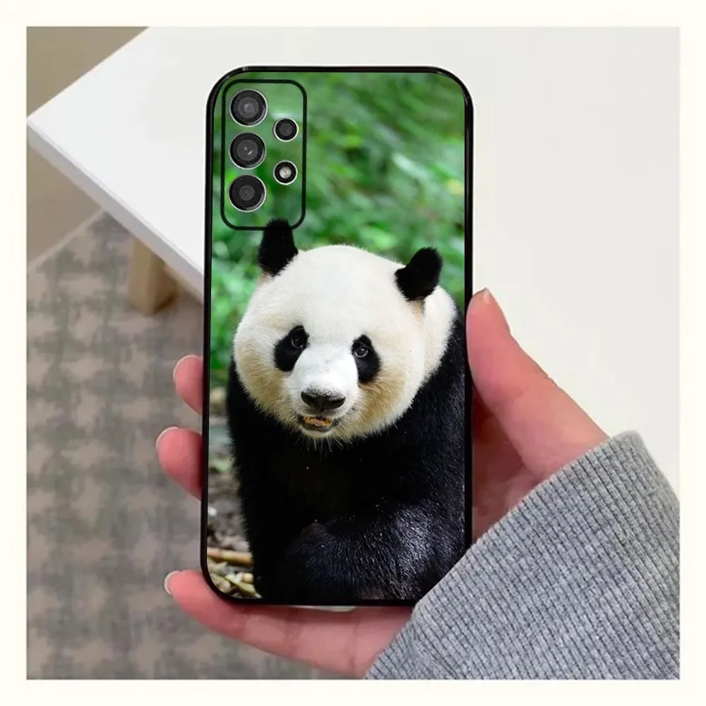 Cute Fubao Panda Animal Phone Case For Samsung Galaxy A13,A21s,A22,A31,A32,A52,A53,A71,A80,A91 Soft Black Cover