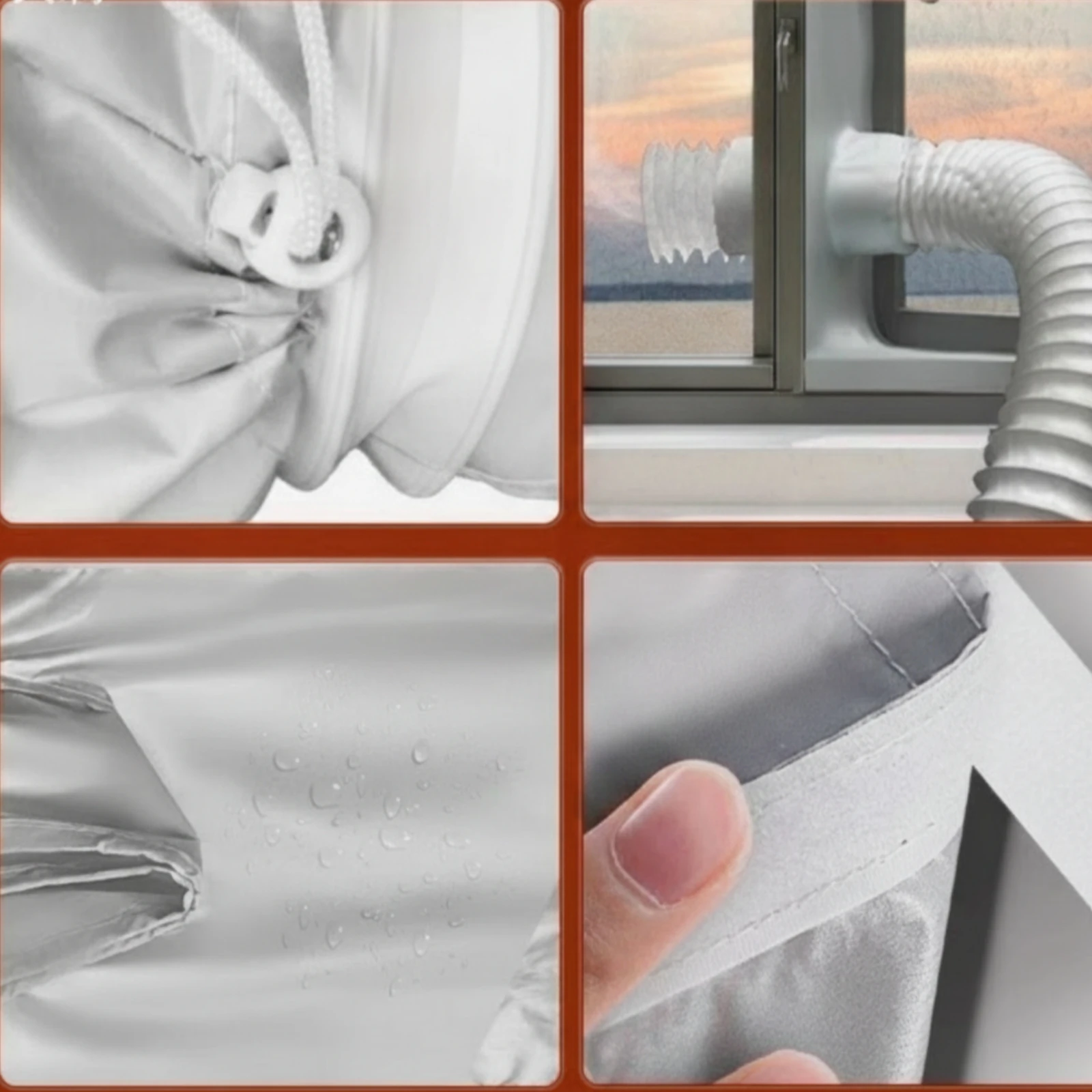 Picture 5: Textile Window Seal with Hose Sleeve Adjustable Portable Air Conditioning Window Seal Kit Baffle Flexible Horizontal