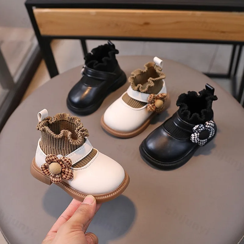 

Girl Princess Boots 2025 Autumn Comfortable Flower Elegant Baby Shoes Fashion Soft Sole Leather Shoes Children's Ankle Boots