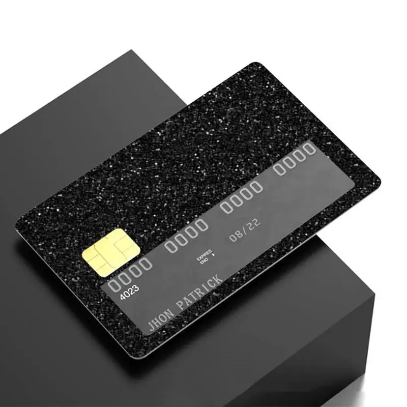 Credit Card Skin Stickers 4pcs Shiny Card Removable Covering Skin Bubble Free Card Protection Film Waterproof Bank Card