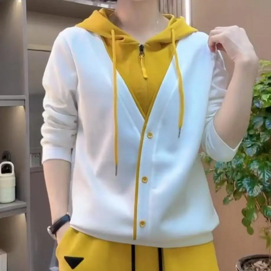 

Sifumingyu Повседневная свободная приталенная толстовка на молнии с капюшоном без катышков