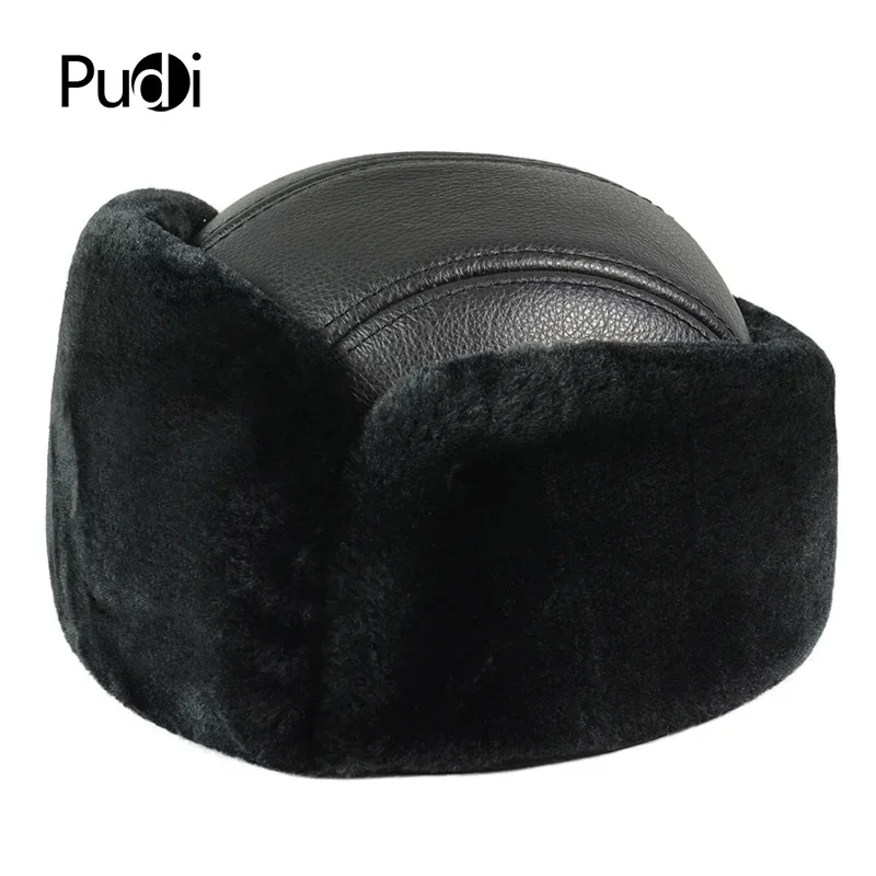 HL073 Winter Hats For Men Women Faux Fur Bomber Real Leather Cap Hat 2021 Russian Warm Baseball Caps Hats