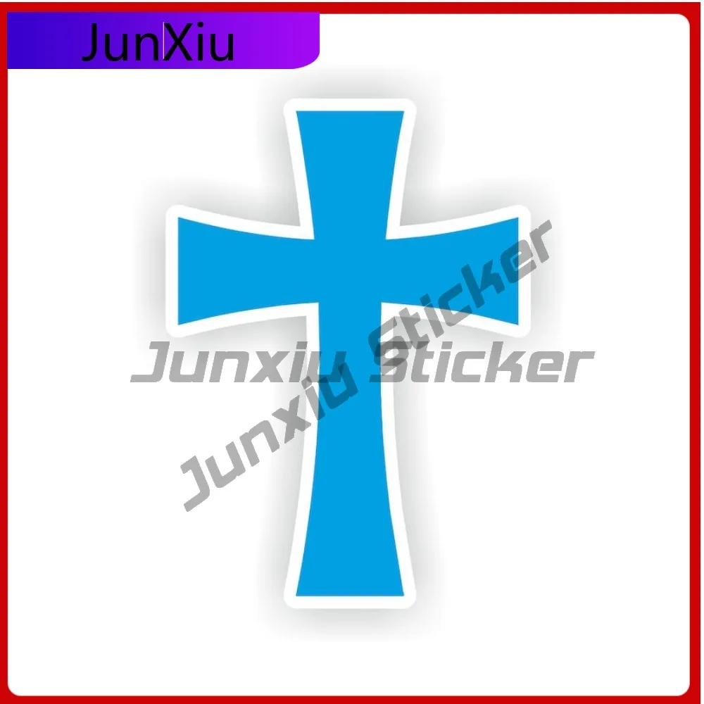 

Cross Cyan Christianity Religion Emblem Cool Laptop Camper Anti UV Car Styling Vinyl Decal For Car Truck SUV Window Bumper