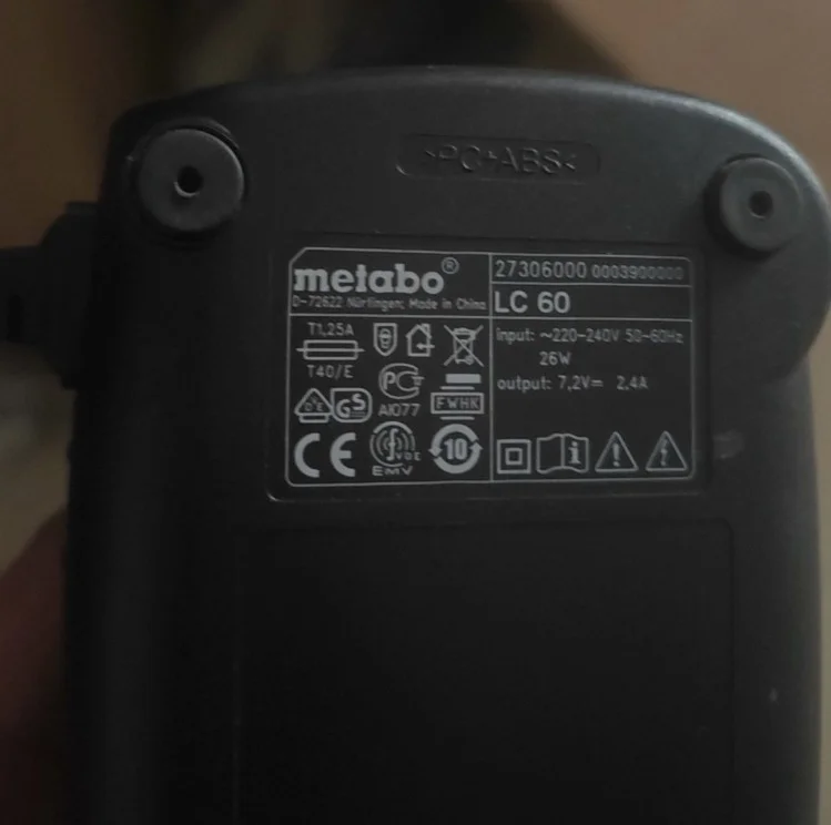 شاحن بطارية ليثيوم 7.2 فولت لمفك البراغي الكهربائي Metabo LC60