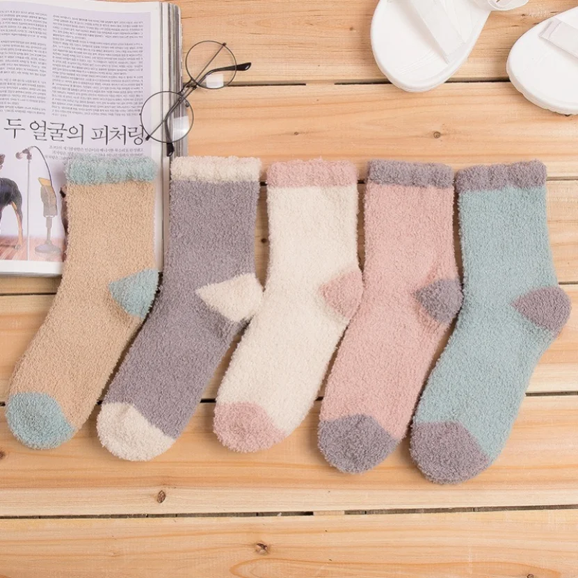 

Plush Socks Women Winter Ladies Floor Slippers Socks Fluffy Warm Comfy Short Fuzzy Cozy Sock Female Sleeping Coral Fleece Good