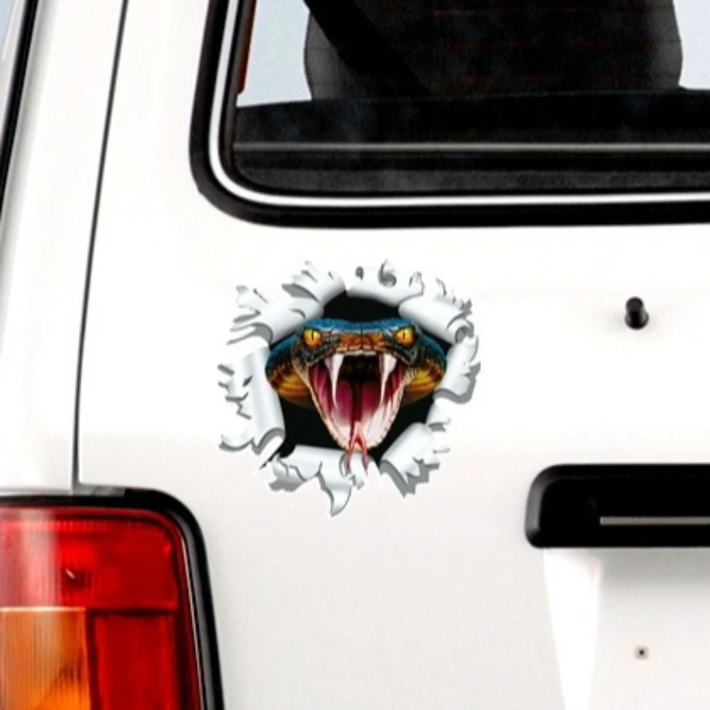 

Car Sticker Snake Anger Cobra Head Come Out From Bullet Hole Funny Automobiles Exterior Car Sticker Accessories Decal