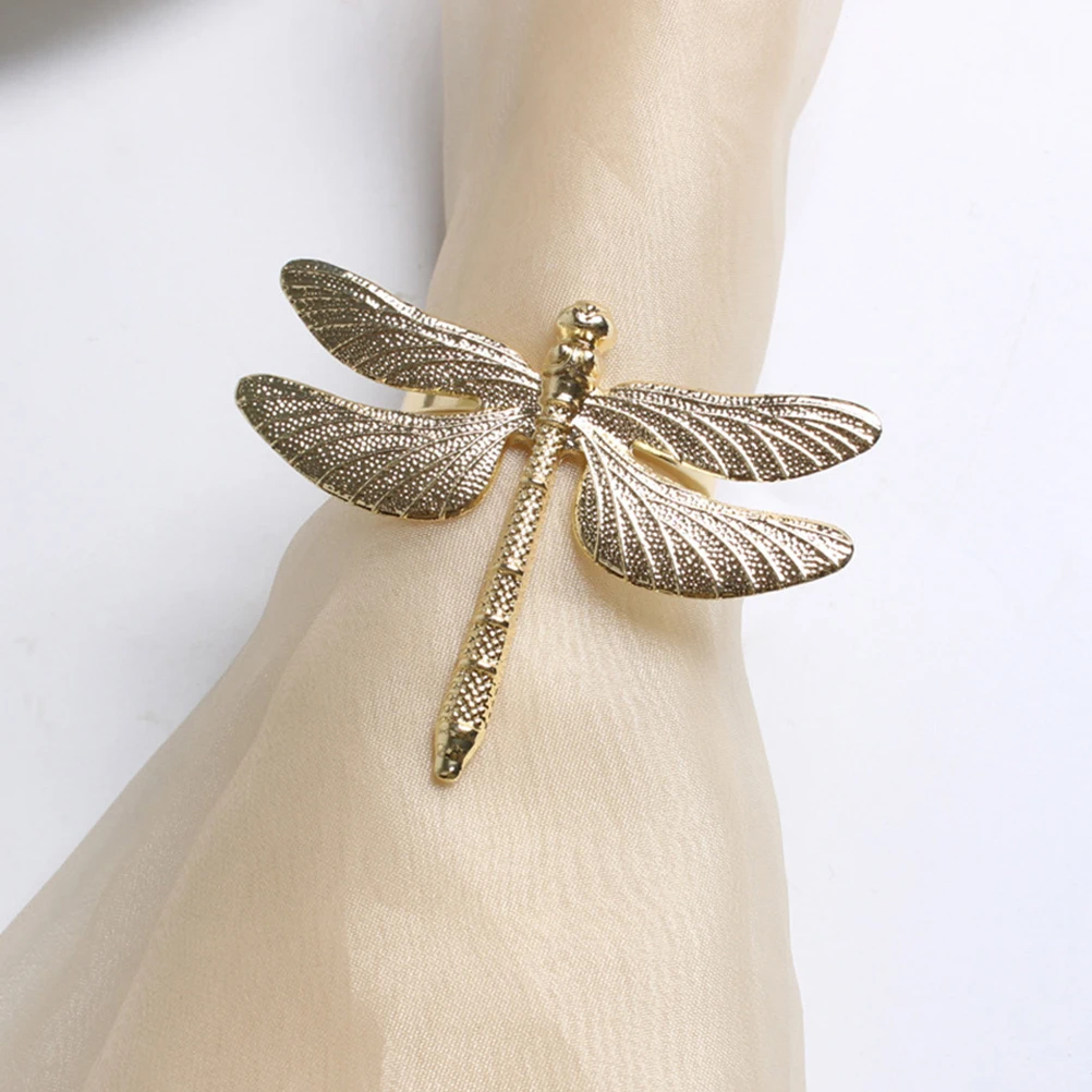 

6pcs Dragonfly Napkin Rings Alloy Holders Decor Restaurant Accessories Elegant Dinner Party Gifts