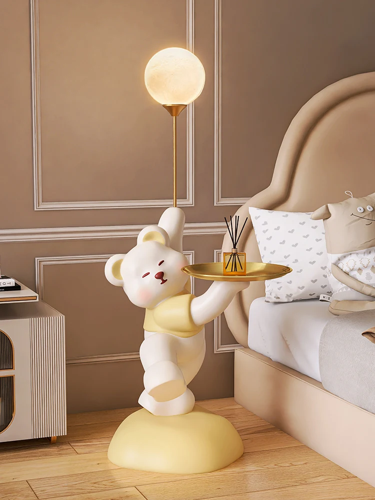 102cm Cute Bear Statue Decorations Luxury Living Room TV Cabinet Sofa Side Floor Lamp Storage Tray Home Bedroom Decor Sculpture