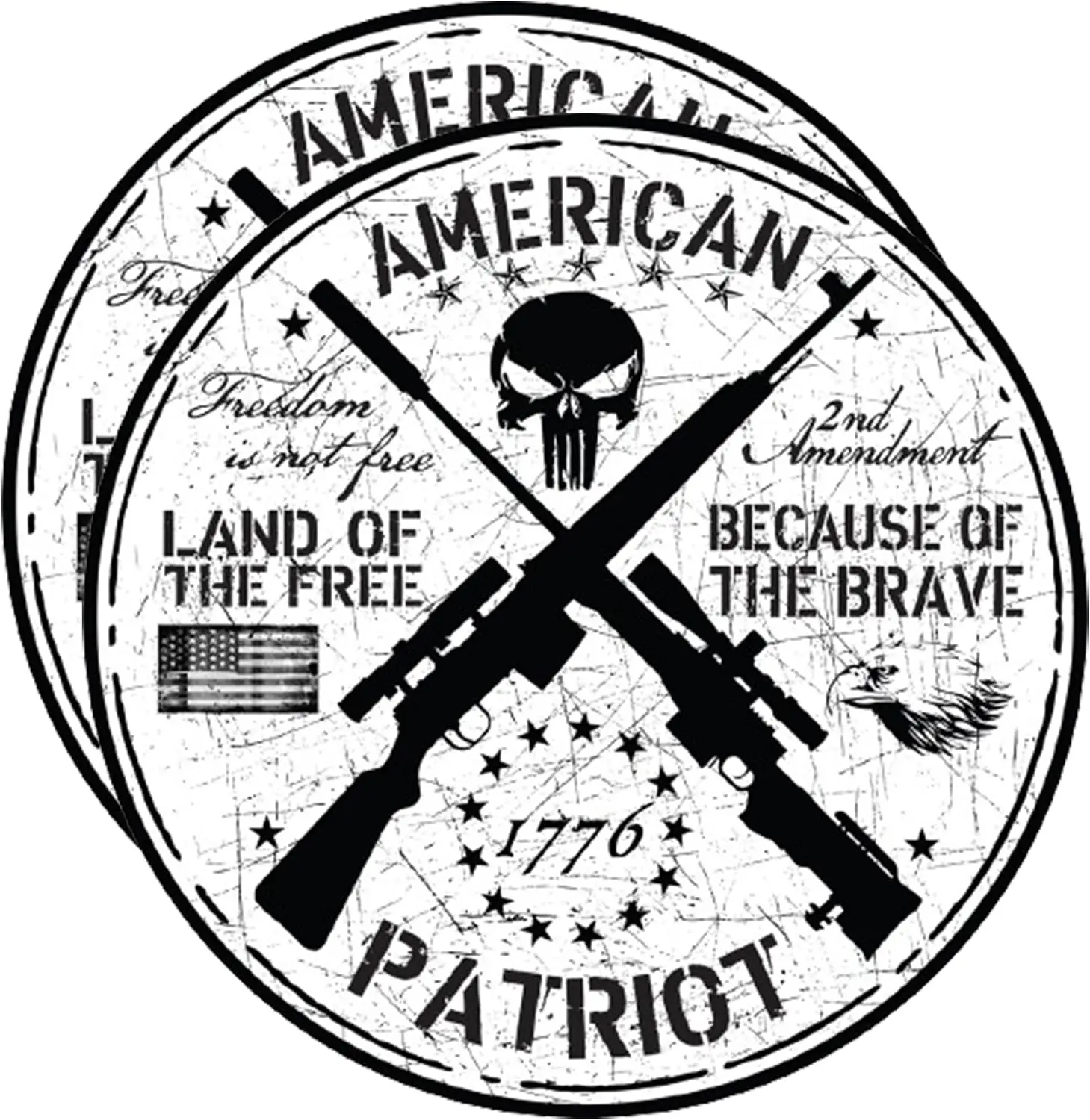 2 Pack Land Of The Free Because Of The Brave PVC Sticker For Car Bumper And Rear Window Decorative Graphic Design Decal