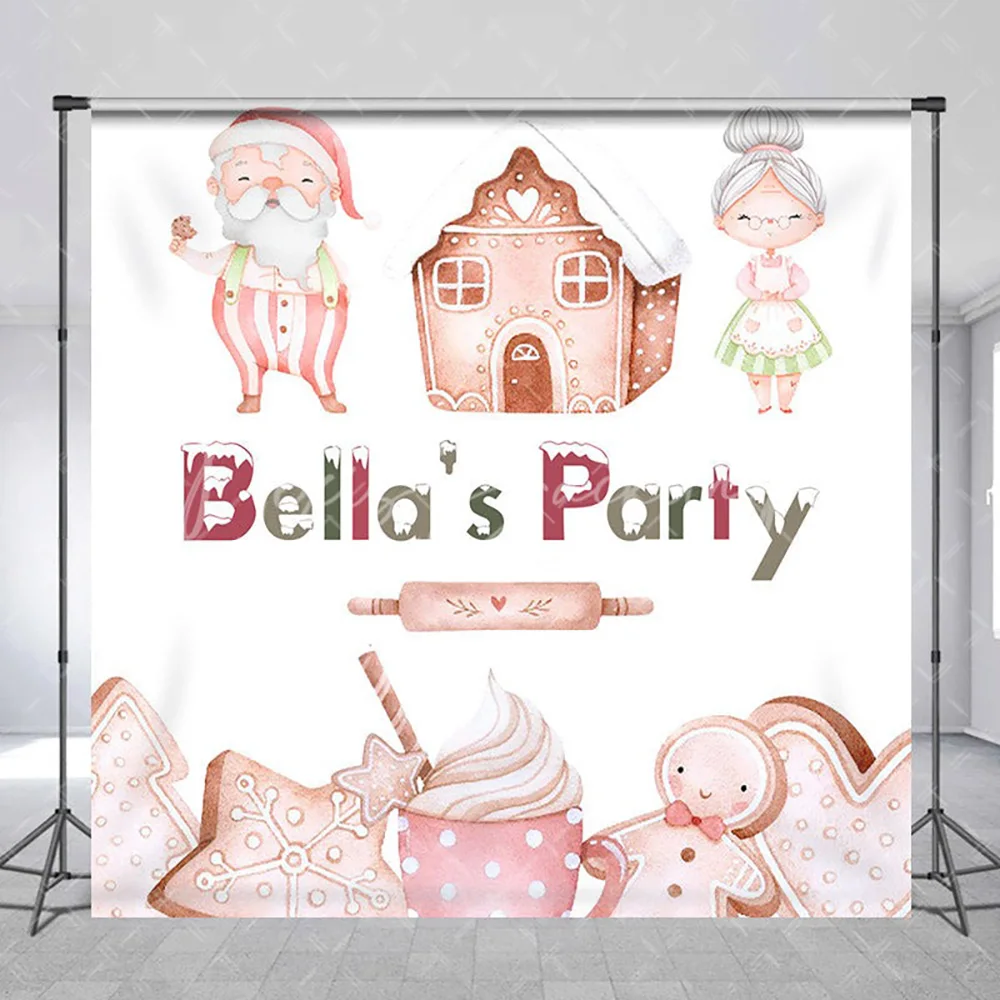 Fondo Personalizado para Fiestas con Diseño de Casa de Galletas de Jengibre, Fondo Fotográfico Navideño para Cabina de Fotos y Accesorios de Estudio