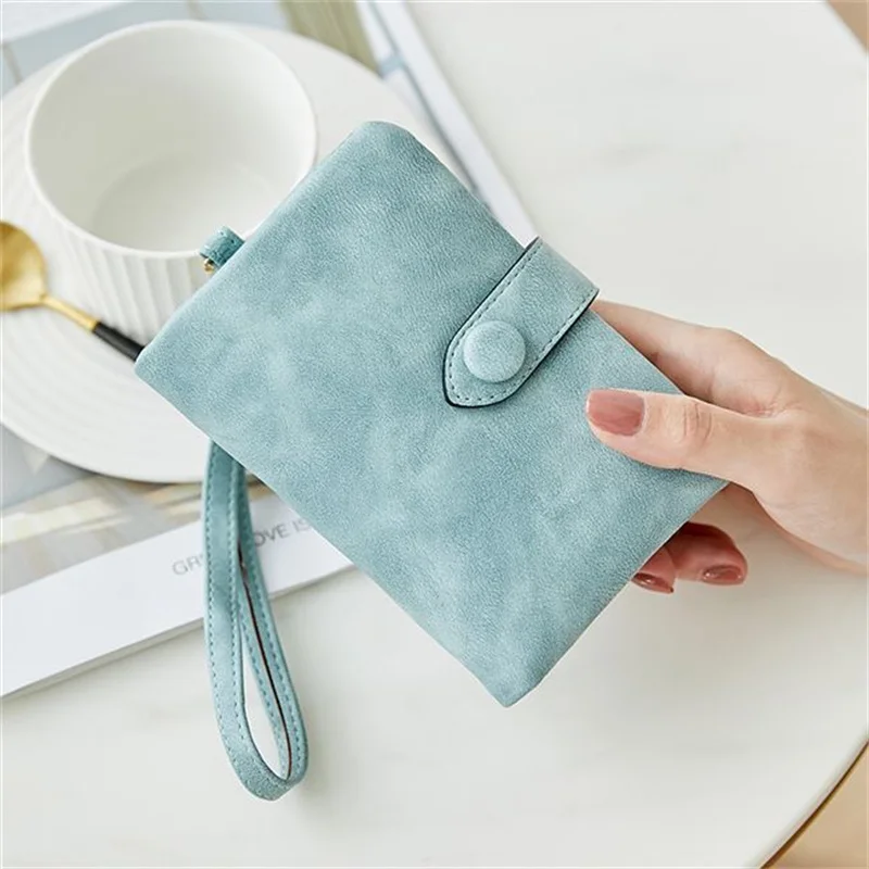 Cartera corta esmerilada de PU para mujer, monedero plegable con ranura para múltiples tarjetas, bolso multifuncional de gran capacidad, novedad