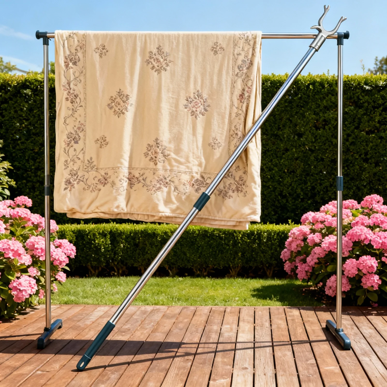 

Stainless Steel Clothes Drying Pole Retractable Heavy Duty Telescoping Rod For Balcony Closet Indoor Outdoor Clothesline