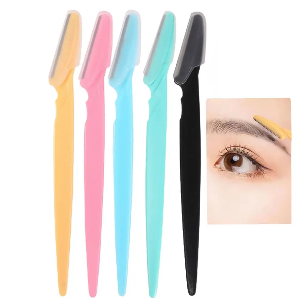 40pc 眉毛トリマーナイフポータブル顔かみそり脱毛眉毛脱毛脱毛カッターシェーバーの刃メイクアップツール