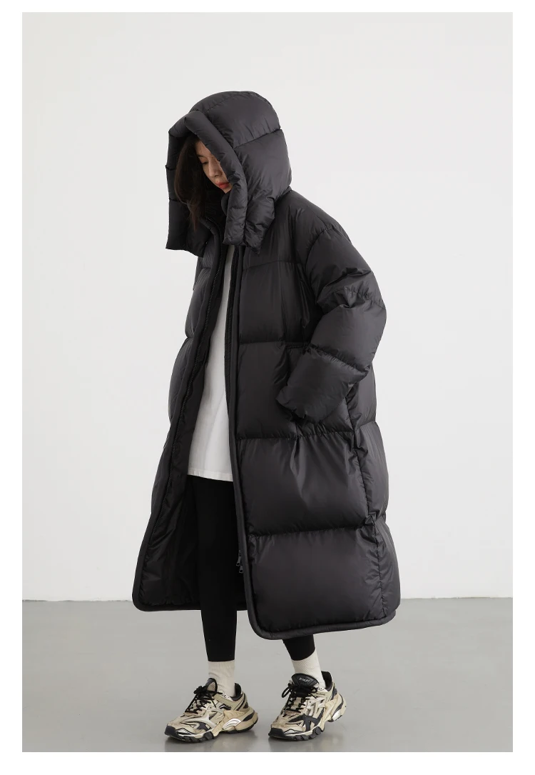 CHIC VEN Women Long Down Coats Hooked Loose New Solid Woman Down Jacket Thick Soft Warm Female Overcoat Autumn Winter 2025
