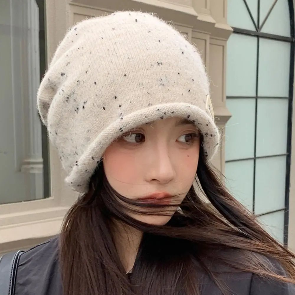 Keep Warm Vintage Winter Pullover Hat Trendy Korean Style Wool Beanies Hat Breathable Coldproof Knitted Hat Outdoor