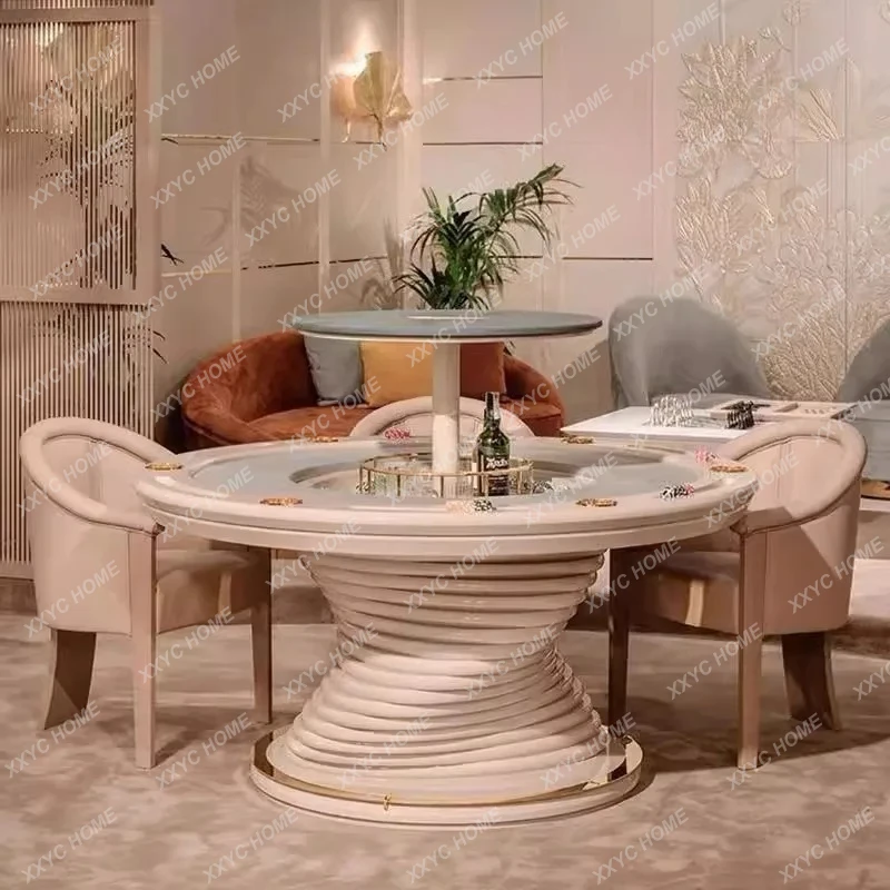 TT light luxury club multi-person round Depu poker table chip table Texas entertainment chess and card room