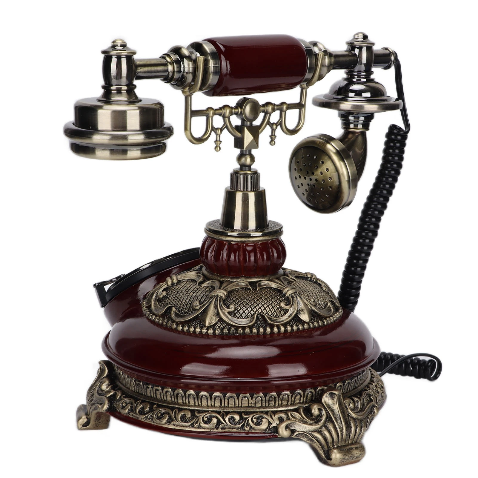 Royal Vintage Telephone Antique Desk Rotary Dial Handset Corded Phone for Home Office Cafe Bar Decoration