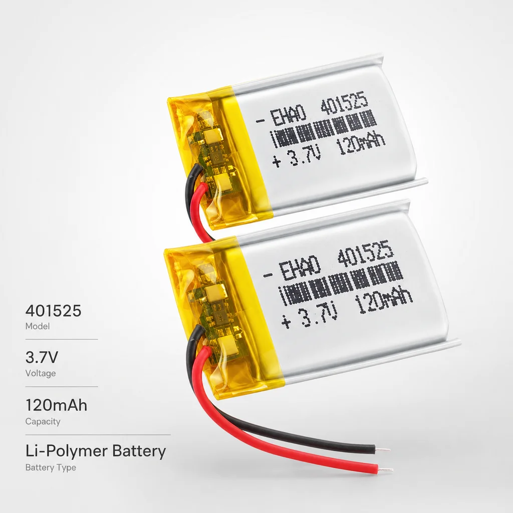 LiPo Battery 401525 3.7V 120mAh Replacement Battery for Bluetooth Headphone Earphone Recorder LED Lamp Camera