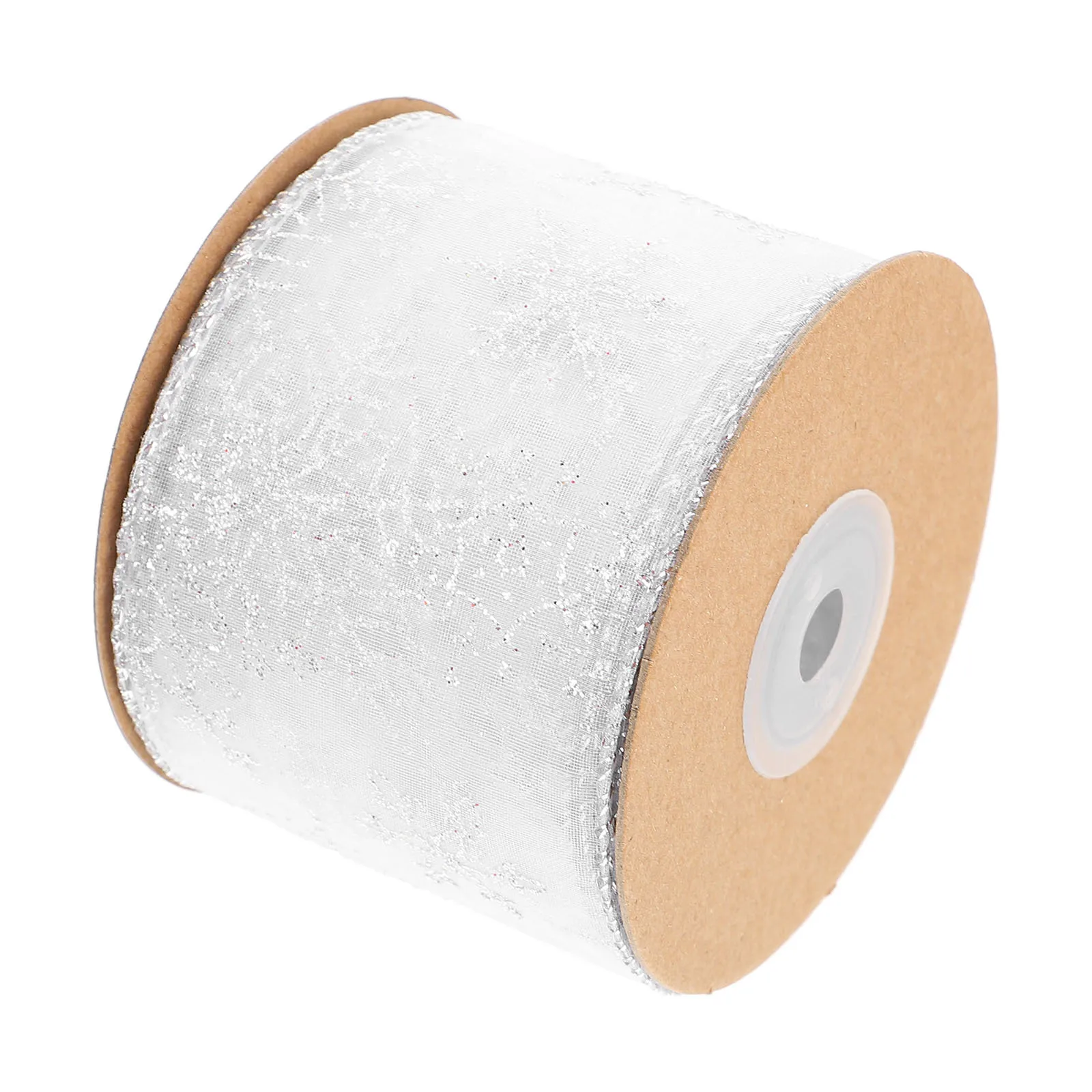 1 Rolka Przezroczystej Taśmy Brokatowej z Motywem Płatków Śniegu, Elegancka i Elastyczna, Idealna do Pakowania Prezentów Świątecznych, Dekoracji, Kokardek, Butelki Wina, Choinki