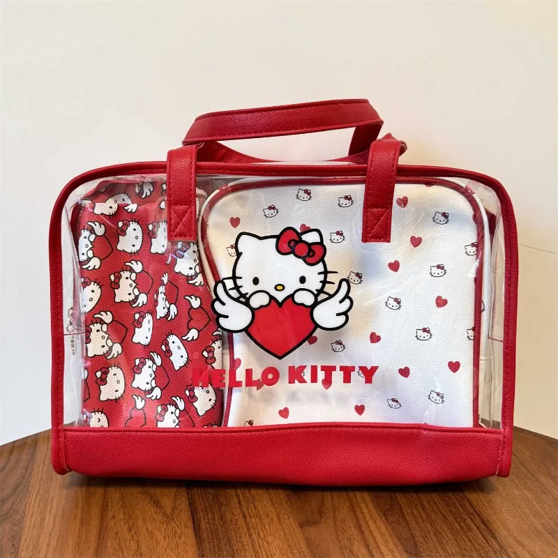 

Japanese Hellokittys Multi-functional Travel Storage Bag Set Pu Waterproof Transparent Portable Swimming Wash Sorting Makeup Bag