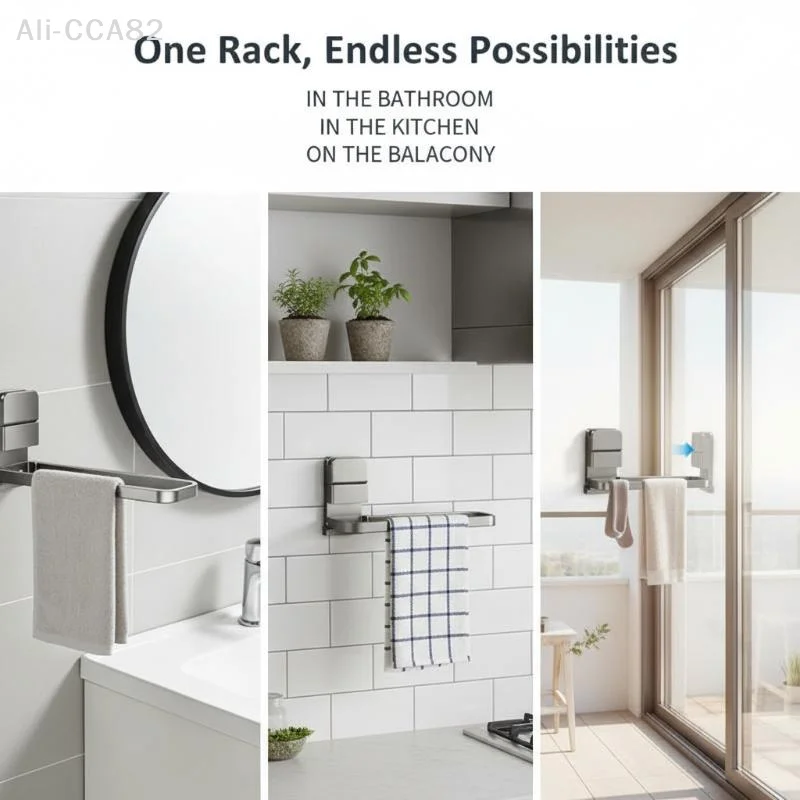 

SHIDWJ Detachable Towel Rack Space-Saving Rack Compact Design Damage-Free Removal Easy Installation Moisture-Resistant Material