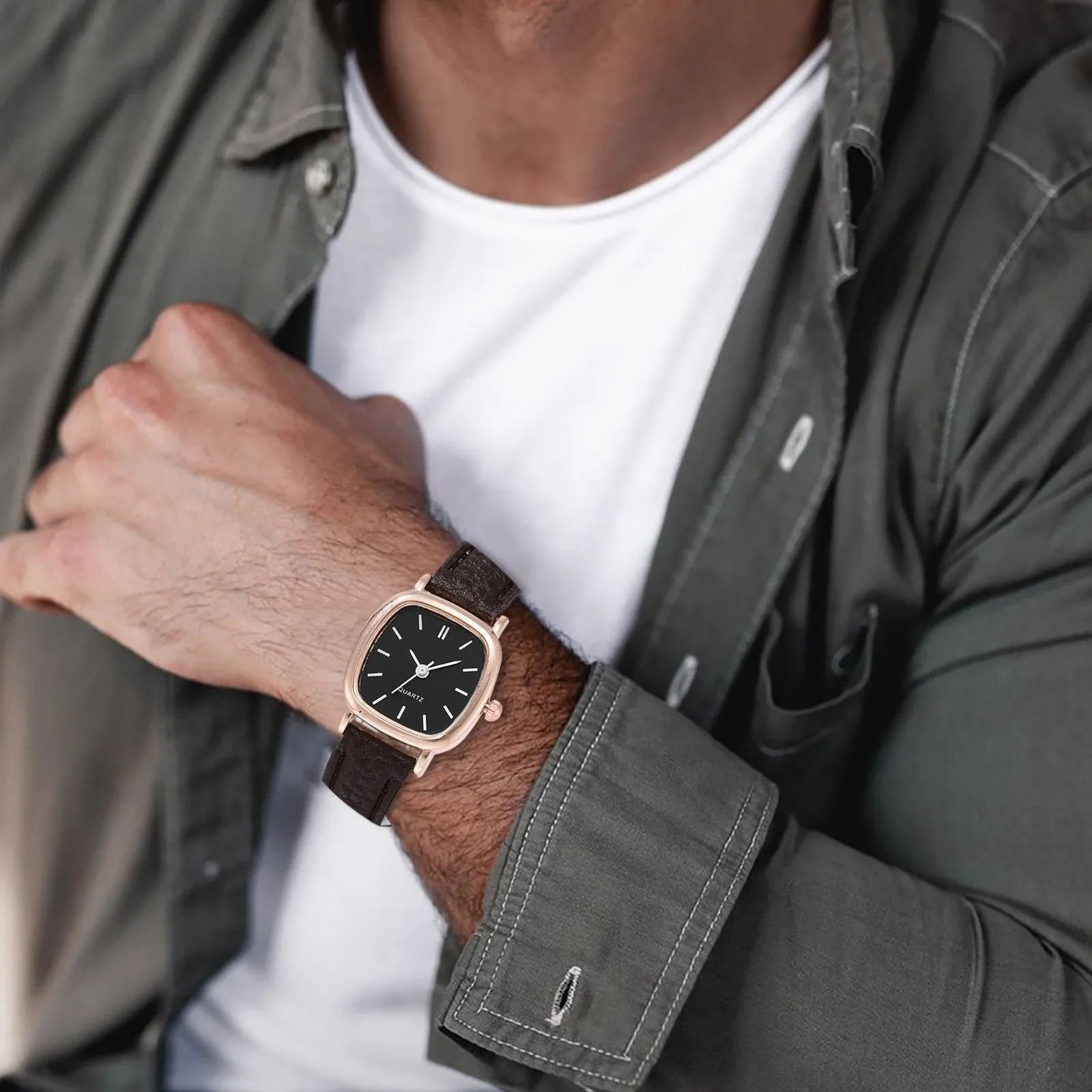 Fashion Business Square Watch Manufacturers Simple Personality Retro Students Quartz Belt Watch Women Wristwatches Reloj Hombre