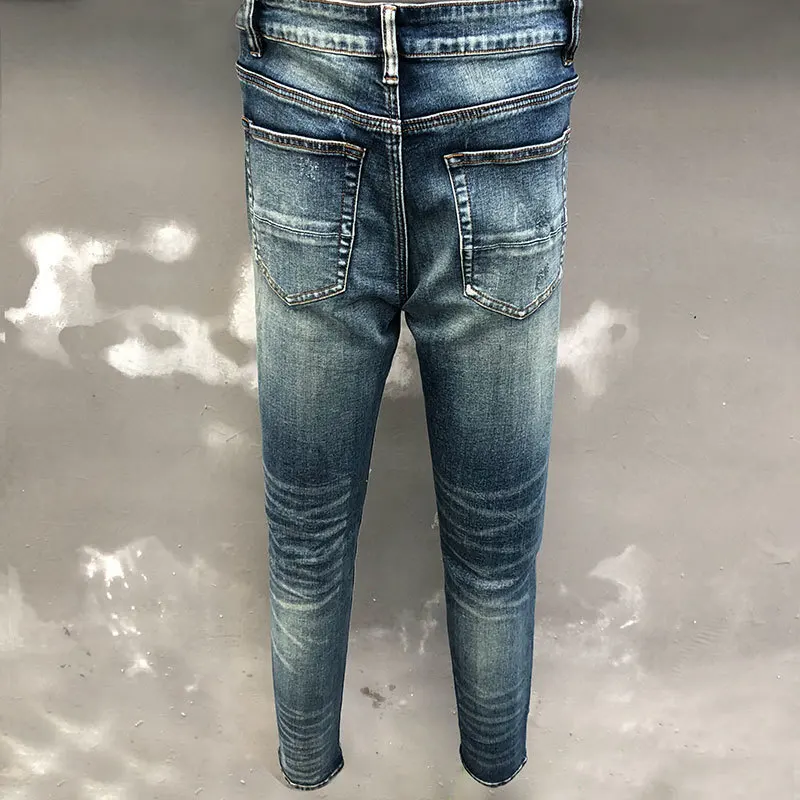 Zipper Jeans For Men Motorcycle Pants Hip Hop Jean Men Patchwork Stacked Jean Streetwear Mens Jeans Skinny Blue Vaqueros Hombre