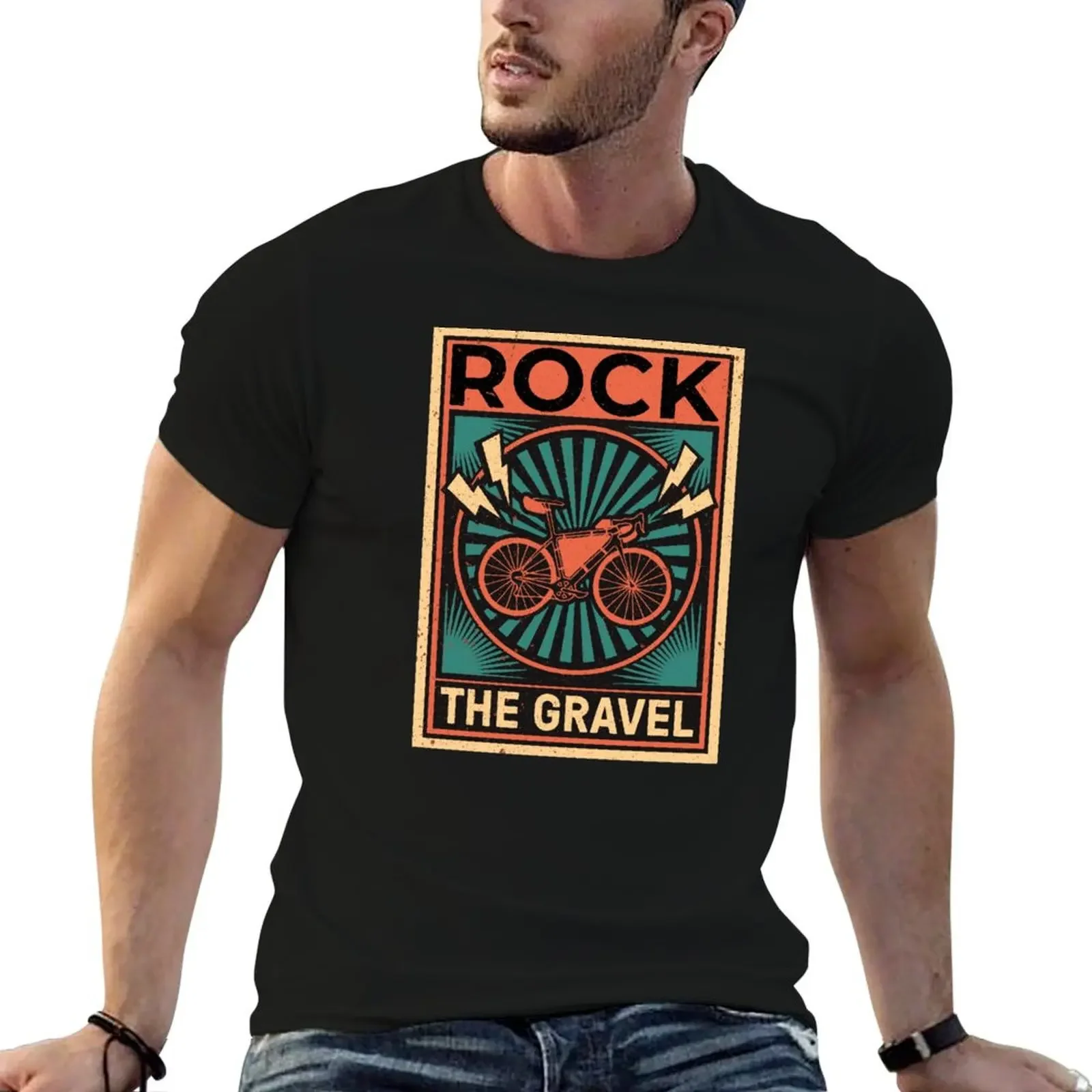 Rock the Gravel Cycling Bicycle Lover Bikepacking Gift T-Shirt baggy shirts man t shirt men t shirts high quality