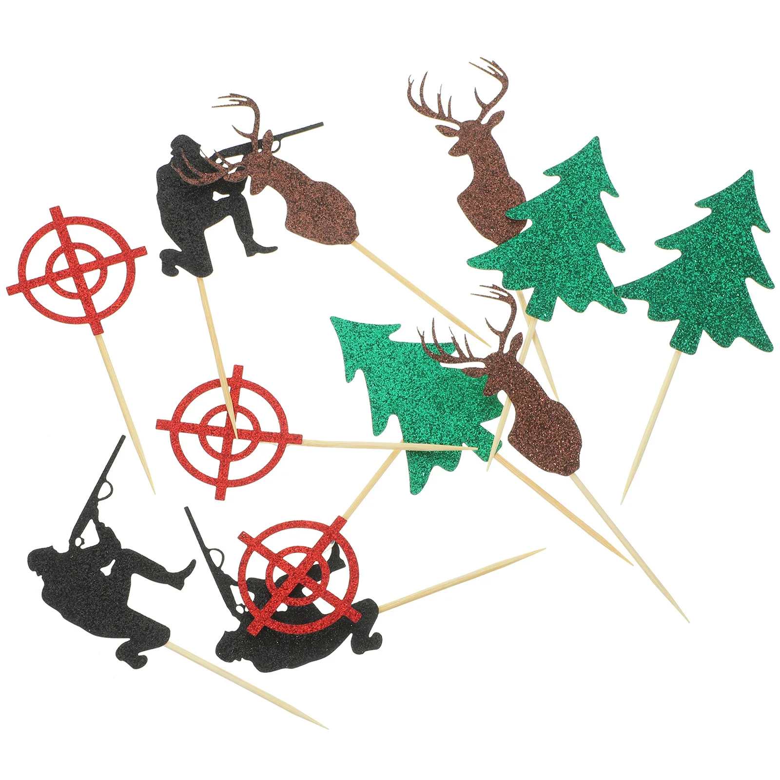 

12Pcs Hunting Theme Birthday Cake Decoration Cupcake Toppers Safe Sturdy Easy to Use Party Decor Hunting Birthday Cupcake Topper