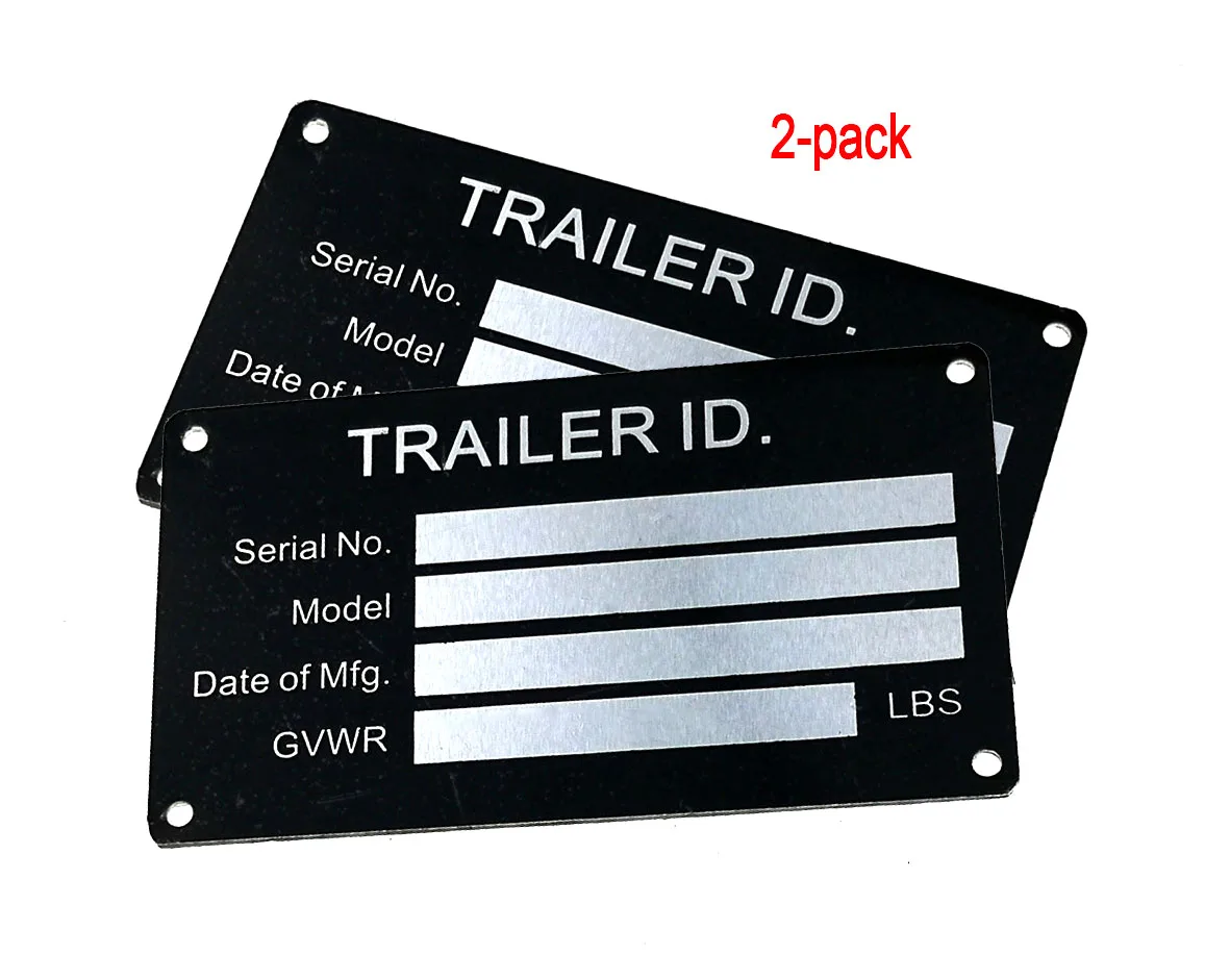 2-PACK VEHICLE TRUCK BOAT Trailer Blank VIN & Weight AXLE Chassis Plate 95mm x 55mm Identification Number