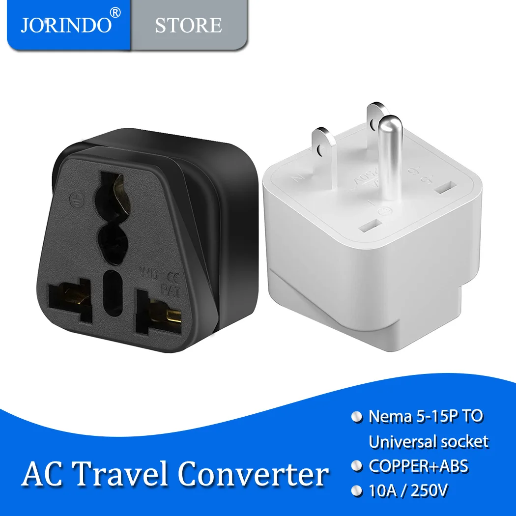 JORINDO NEMA 5-15P Plug to UK/US/EU/AUS Socket Travel Conversion Plugs,US Plug to Variety of National Socket converter