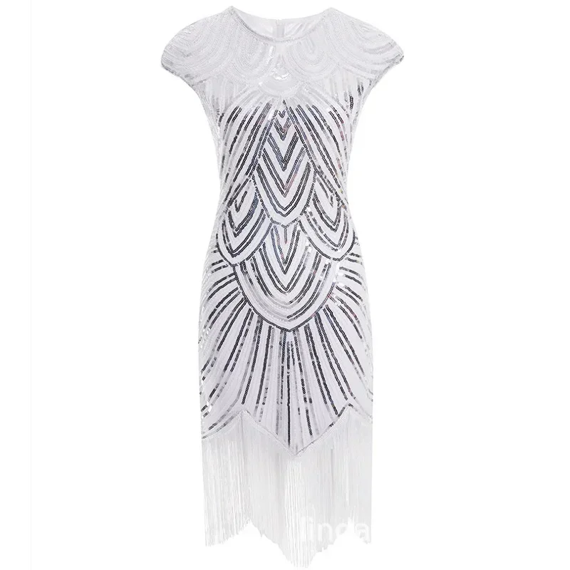 1920S خمر الترتر جاتبي شكل حفلة مأدبة فستان رقص السراويل تنورة زي MN1