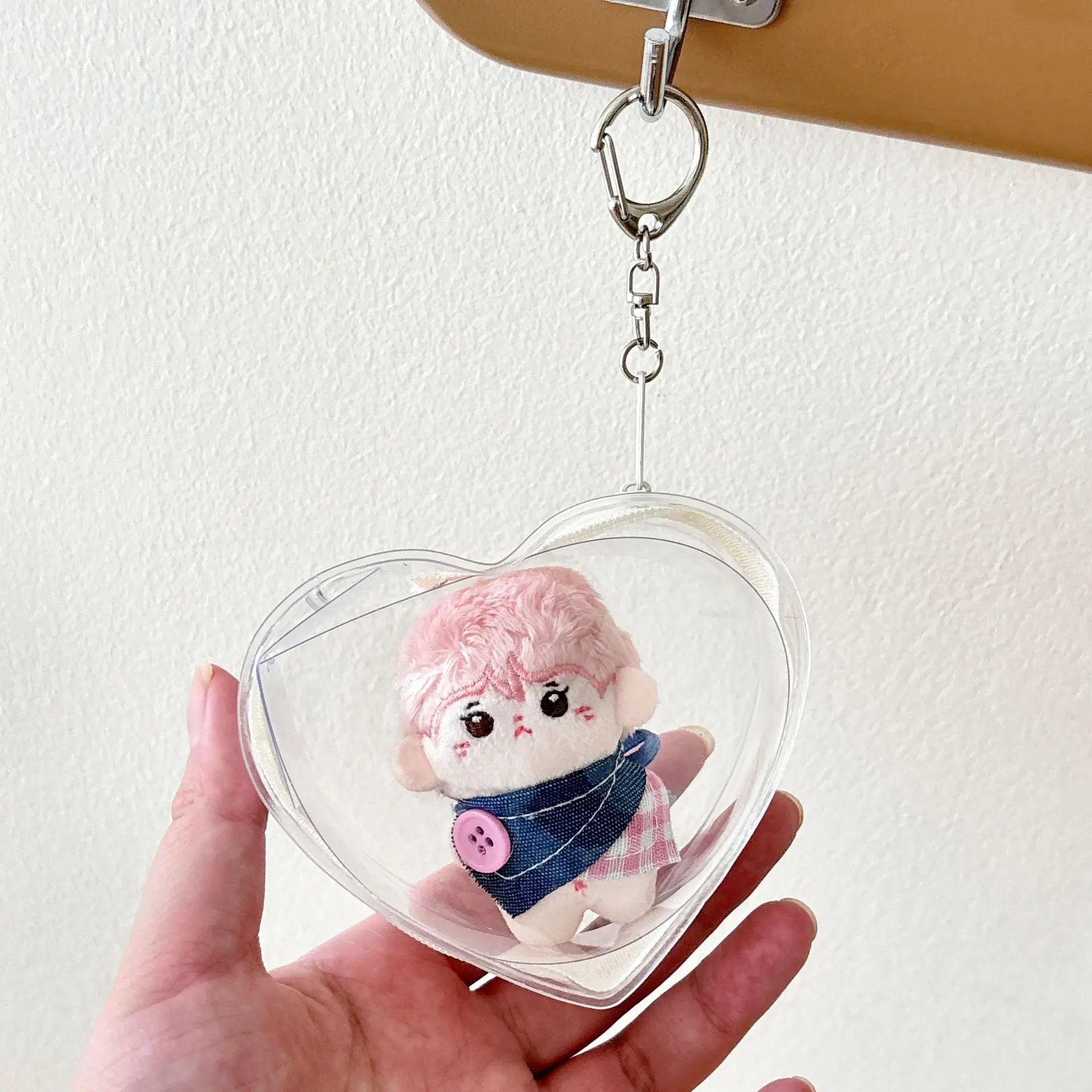 Bolsa de Armazenamento para Bonecas com Chaveiro em Forma de Coração, Bolsa Transparente de PVC, Caixa de Exibição para Bonecas, Estojo à Prova de Poe