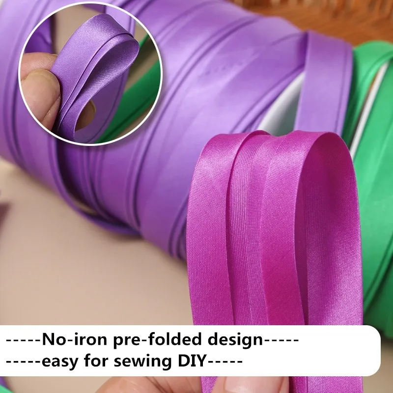 2,5 cm & 1,5 cm bügelfreies Satin-Schrägband, Cheongsam-Kantenbänder, vorgeschnittenes diagonales Stoffband zur Dekoration von Kleidungsstücken – Detail 2