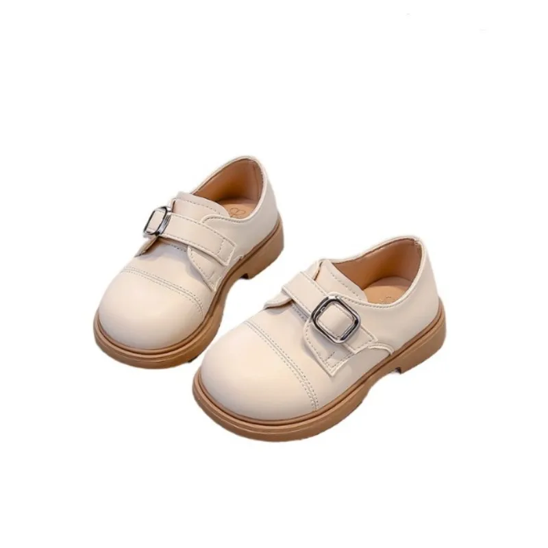 

Children's round toe loafers 2025 autumn new version girls' black versatile single shoes British style casual leather shoes23-35