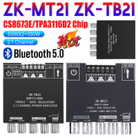 ZK-MT21/ZK-TB21 Digital Power Amplifier Board 2x50W+100W 2.1 Channel Subwoofer AUX Audio Stereo Bluetooth 5.0 Bass Amplifier