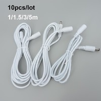 10x 1/1.5/3/5m white DC male to female jack Power supply connector plug Cable 22awg 3A Extension cctv Cord Adapter 12V 5.5x2.1mm