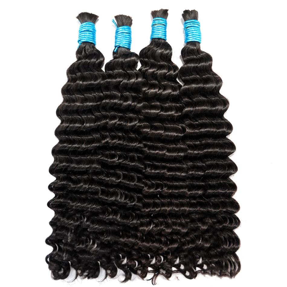 Wet And Wavy Deep Curl Wave Human Braiding Hair Bulk No Weft 100% Unprocessed Indian Curly Remy Bulk Hair Extension For Braiding